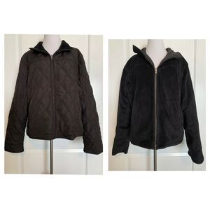 WEATHERPROOF GARMENT CO. Women's Black Jacket Quilted Fleece Reversible XL EUC